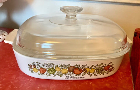 Vintage Corning Ware Spice of Life A-10-B, 10x10x2 Inch Dish with Pyrex Lid