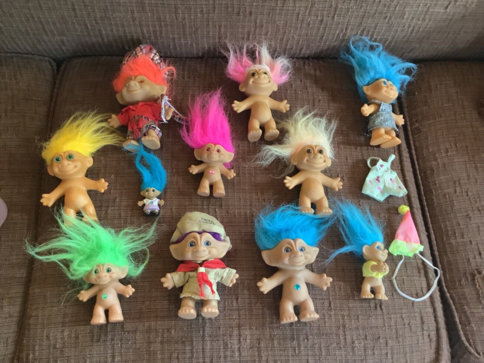 Vintage Ace Russ Novelty Treasure Troll Dolls  Jewel Belly Lot Of 11