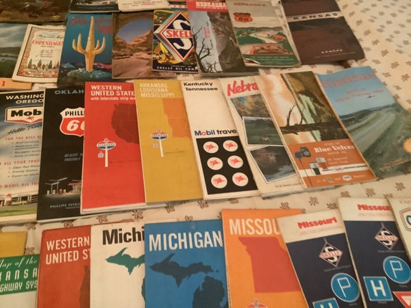 Vtg Road Maps From States USA Lot 82 Shell Phillips 66 gulf some 1950’s 1960’s