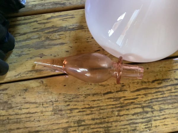 Vtg Large Italian Empoli Cased Glass Pink Opaline Decanter Bottle stopper
