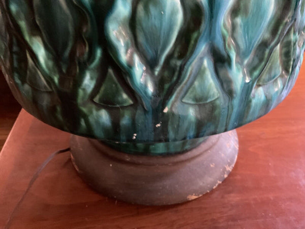 Vintage Blue Green Ceramic Pottery  table desk Lamp 60s Mid Century MCM Modern