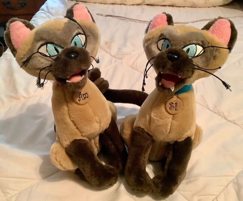 2000 Authentic Disney Store Lady And The Tramp Plush  Siamese Cats Si & Am