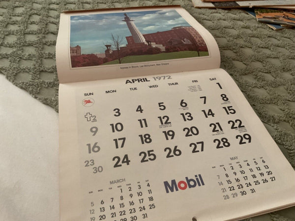 Vtg Original 1972 Mobil Oil  gas advertise company Calendar