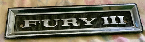 1966 1967 PLYMOUTH FURY III DOOR PANEL EMBLEM