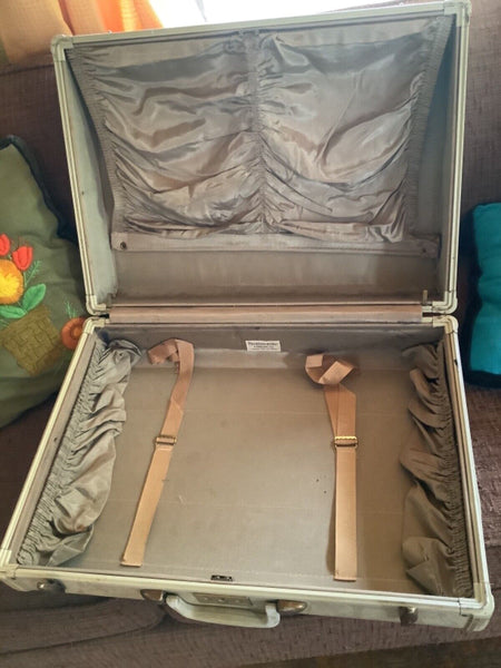 Vtg  Shwayder Bros Samsonite Luggage  suitcase hard Case Set Cream Ivory Marble