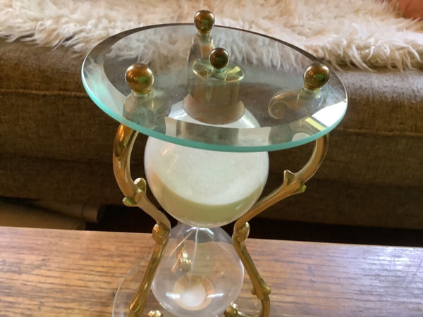 Vintage Brass & Glass Sand Hour Glass hourglass Timer Nautical Maritime Antique