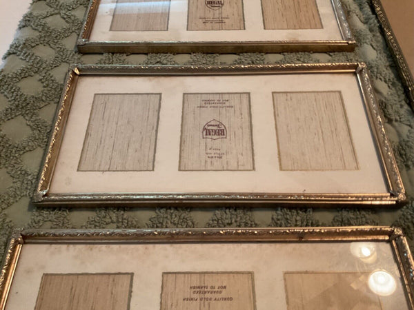 Lot of 9 vtg Brass Metal Gold Tone Picture Frames Easel Back 8x10  3x4 Bifold