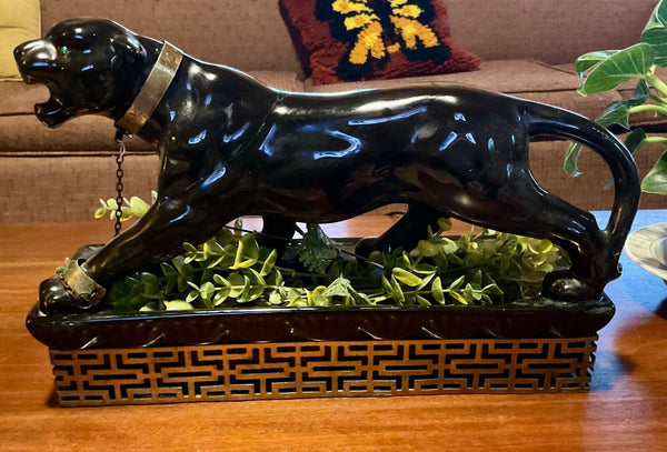 Vintage 1953  LANE CO  Ceramic Black Panther  TV Light Lamp NICE Works MCM 15”