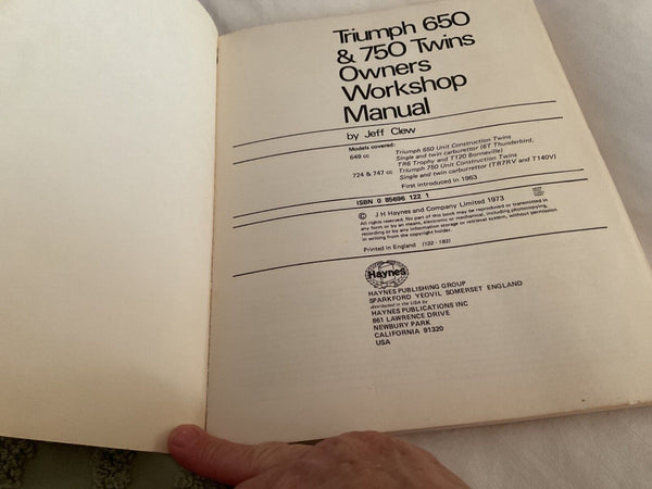 Triumph 650 and 750 Twins - Haynes Workshop Manual