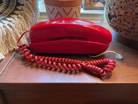 Vintage Unisonic TP6432 Rare Cherry Red Slimline Wall Desk Phone Pulse and Tone