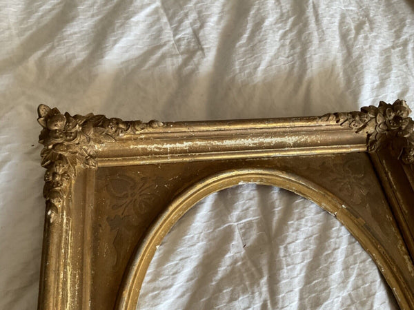 Vtg antique  Gilt Gesso Gold Oval Wooden picture Frame Rectangular MCM Regency 2