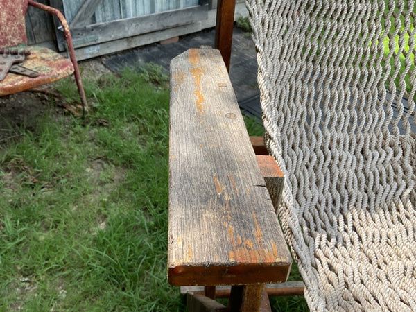 Vintage rare Hatteras Hammocks Woven Rope stool chair seat wood wooden