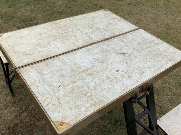 Vtg "Handy" Suitcase Folding Picnic Table  Chair  Milwaukee Stamping Co. camping