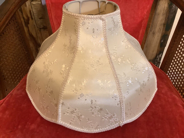 Victorian Style Large Damask Brocade Fabric Lamp Shade Bell Shaped Scallop Edge