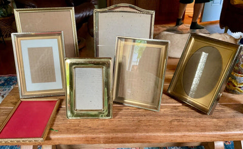 VTG Mixed Lot 7 Ornate Picture Photo Frames Brass Gold Metal MCM Easel Wedding