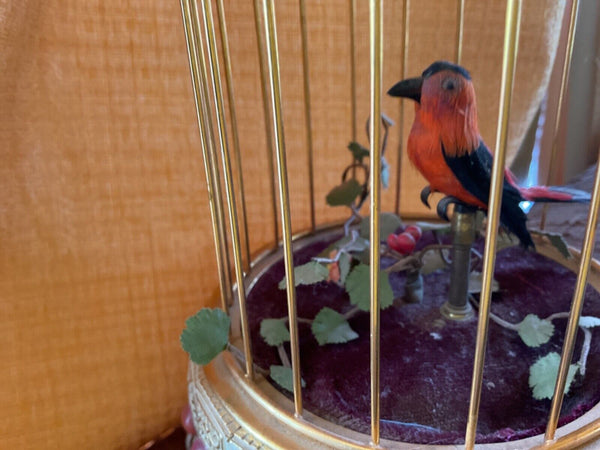 Vtg Robert & Otto Eschle Automaton Singing red  Bird birdcage cage
