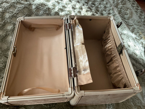 Vtg Samsonite Travel Train Case Shwayder Bros Marble Cream  suitcase luggage