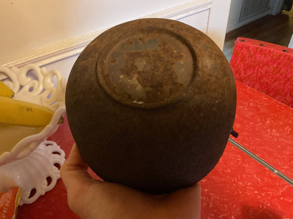 Vintage Small Cast Iron Cauldron Pot Kettle Mini  Wire Bail Handle