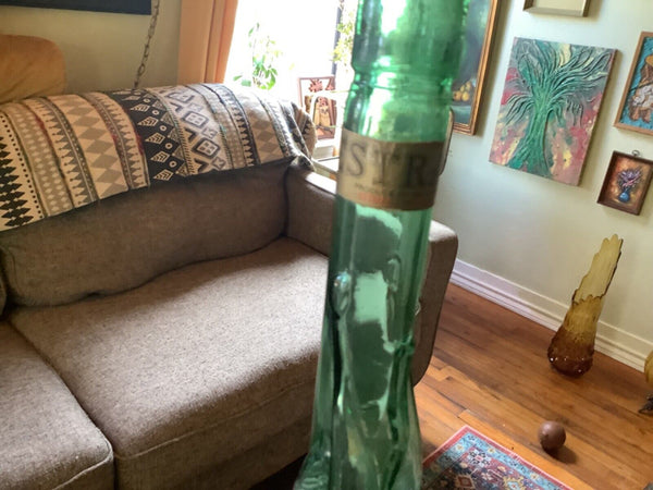 Vintage tall green SNAIL BOTTLE  3 liter Green Glass Wine 32 Tall