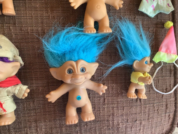 Vintage Ace Russ Novelty Treasure Troll Dolls  Jewel Belly Lot Of 11