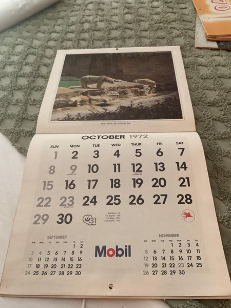 Vtg Original 1972 Mobil Oil  gas advertise company Calendar