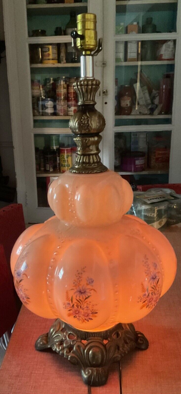 Vtg Hollywood Regency MCM mid century Table Lamp  Bubble Glass Carl Falkenstein