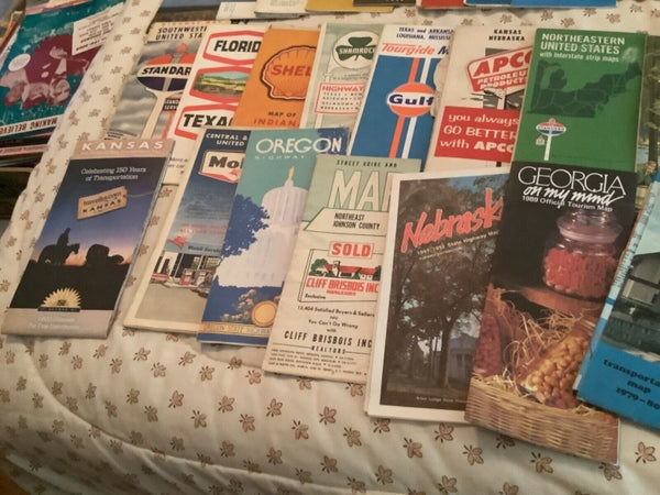 Vtg Road Maps From States USA Lot 82 Shell Phillips 66 gulf some 1950’s 1960’s