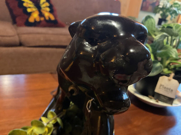 Vintage 1953  LANE CO  Ceramic Black Panther  TV Light Lamp NICE Works MCM 15”