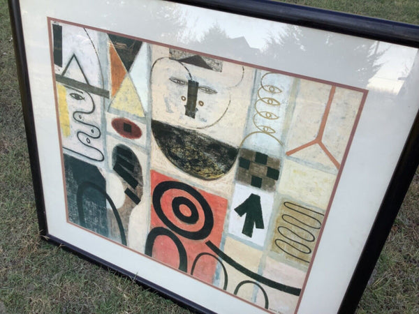 Mid Century  modern Abstract Art ( The Seer) By Adolph Gottlieb framed vintage