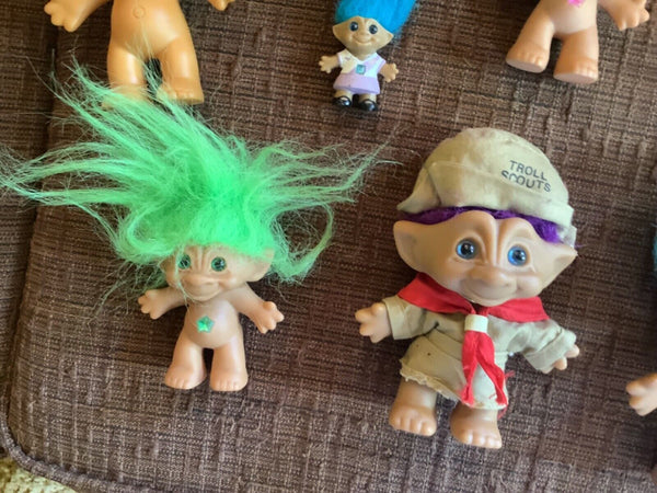 Vintage Ace Russ Novelty Treasure Troll Dolls  Jewel Belly Lot Of 11