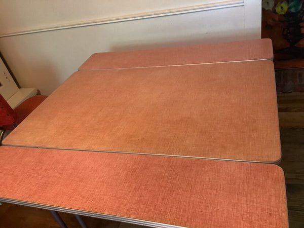 Vtg  pink Chrome Formica Dining kitchen Table Mid Century Modern leaves chairs