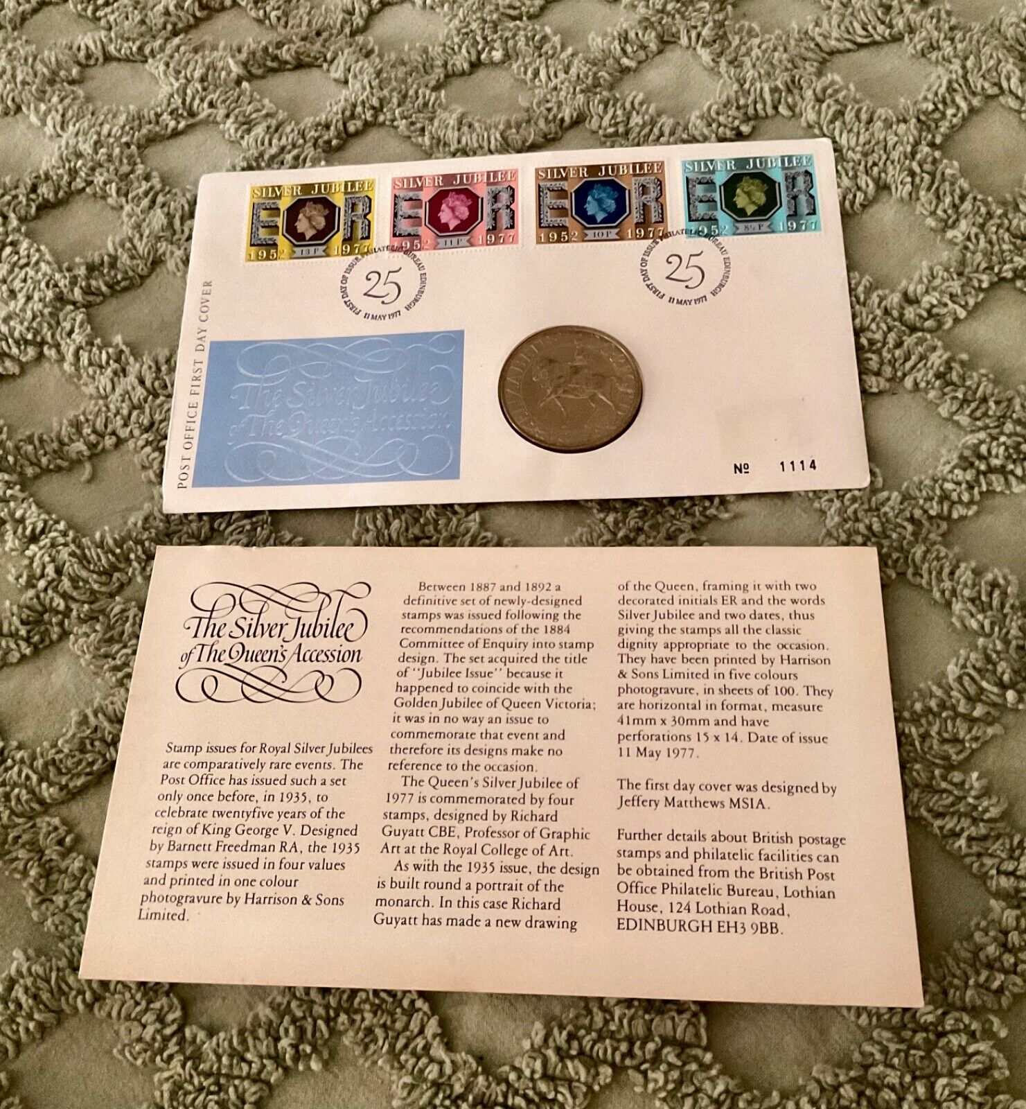 1977 Silver Jubilee of the Queens coin Accession Post Office First Day
