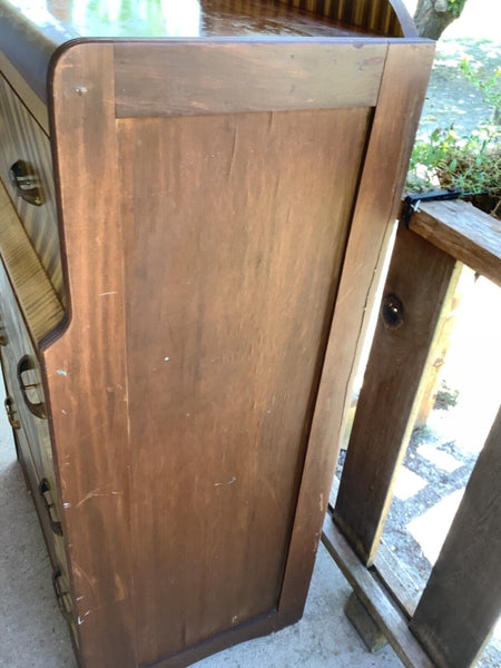 Vtg antique Art Deco Waterfall Highboy Dresser  chest of drawers pulls hardware
