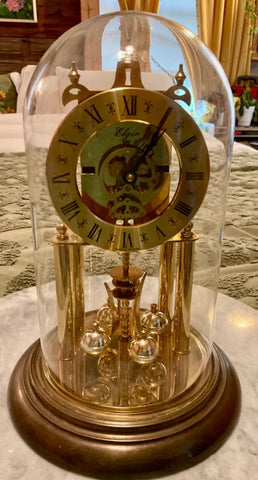 Vtg  Skeleton Siegfried Haller Elgin 400 Day Anniversary Clock no key Germany