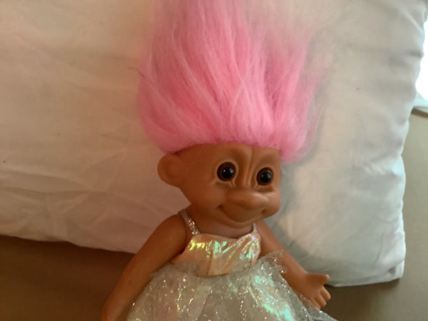 Vintage Russ Troll Doll ballerina Dress Pink Hair  Lace