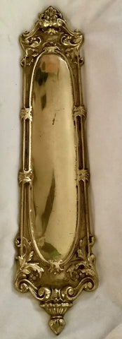 Vtg Brass Finger Plate Push Door hardware art Nouveau