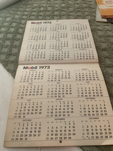 Vtg Original 1972 Mobil Oil  gas advertise company Calendar