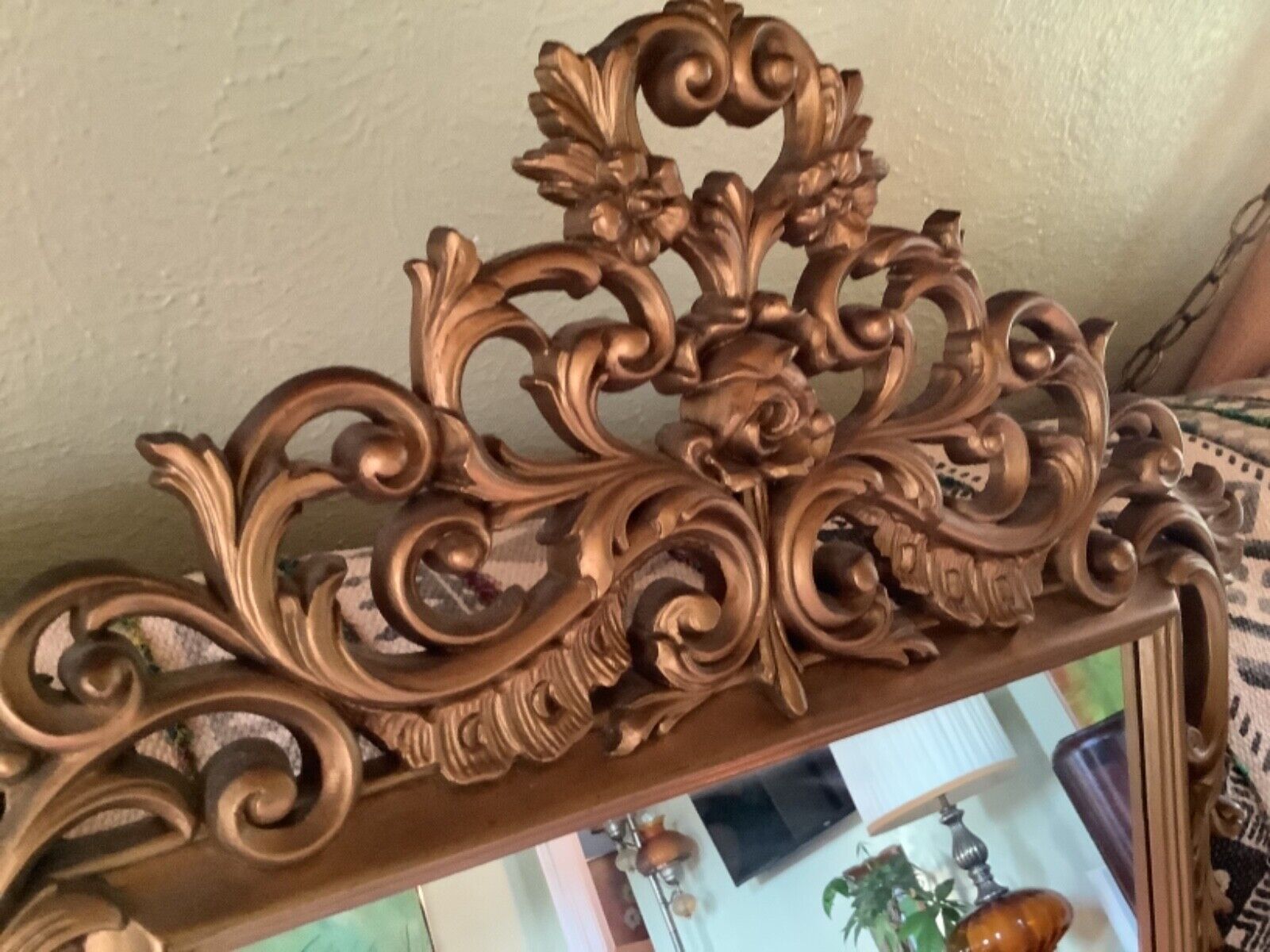 Vtg Burwood Gold Wall Mirror Hollywood Regency 31” x 19