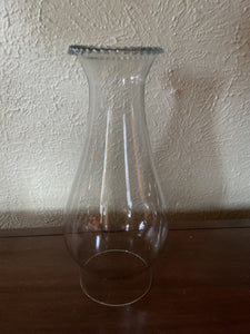 Vintage Clear Glass Hurricane or Oil Lamp Chimney with a Beaded Top 8 3/8" High