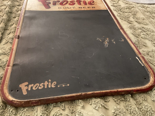 VINTAGE metal  FROSTIE ROOT BEER soda ADVERTISING SIGN BLACKBOARD