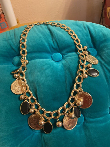 Vintage Coins Necklace choker Alexander the Great  Gold Tone