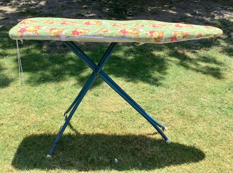 Vintage Metal Mid century Ironing Board Full Size  Made USA with floral cover mc