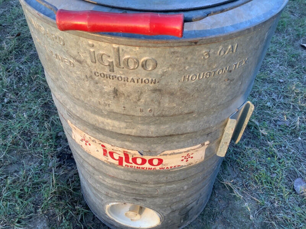 Vintage/antique Water Cooler jug Igloo industrial Galvanized Metal 3 Gallon