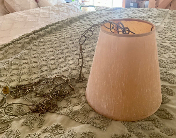 VTG Mid Century Modern drum nubby Shade Hanging Swag Lamp