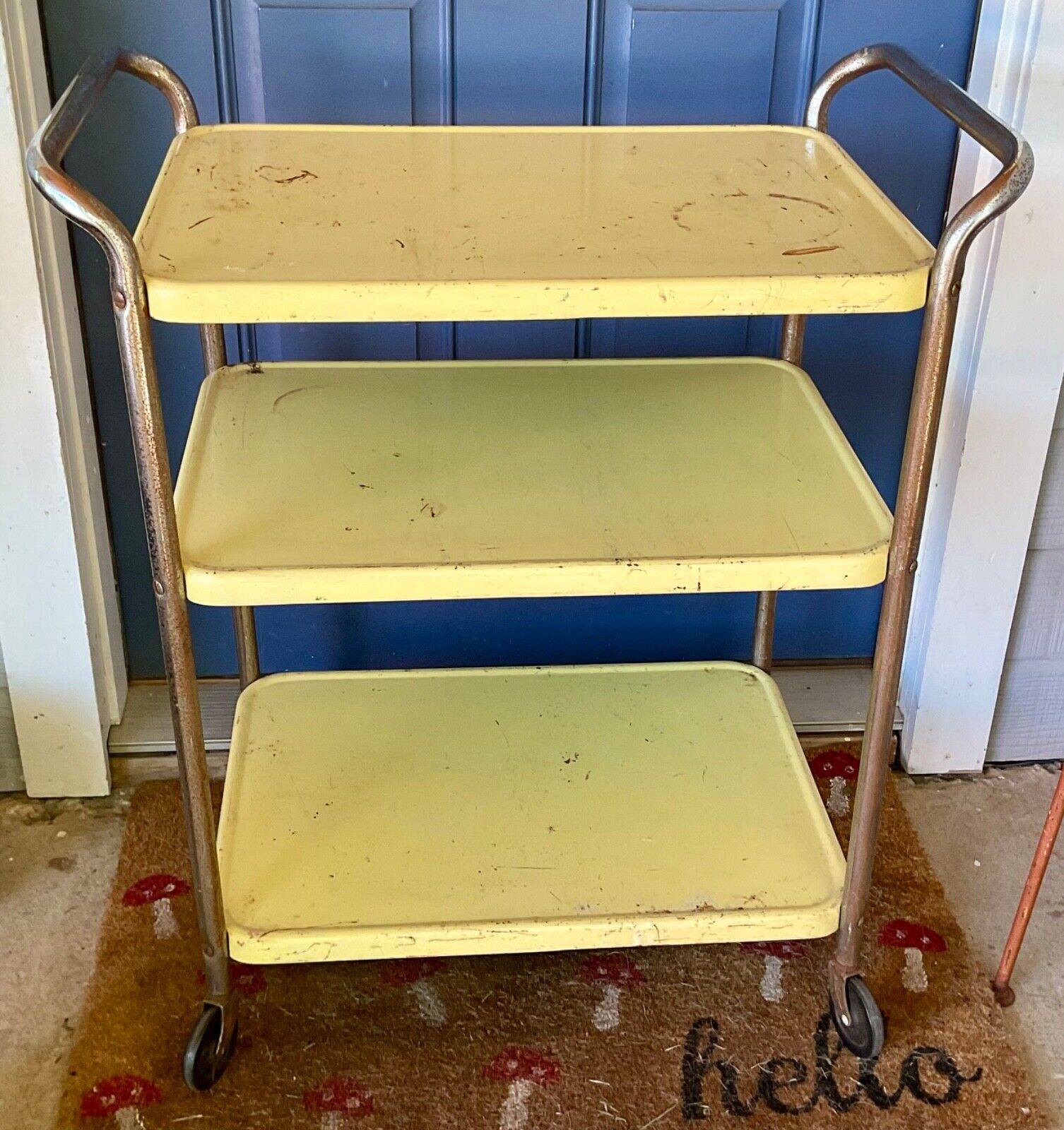 Vtg 1950s Cosco 3 Tier Utility Kitchen Cart USA Original Paint mid cen