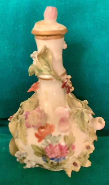 Antique Dresden Potschappel Porcelain Miniature  Encrusted Perfume Bottle