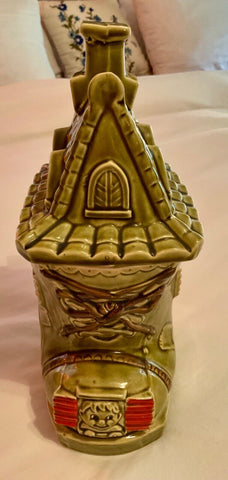 Vintage Old Woman in the Shoe Boot House Brown Cookie Jar