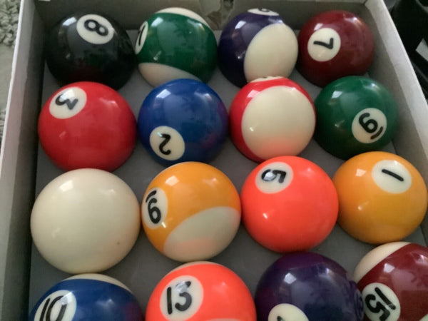 16 Vintage Mini Billiard Ball Set - Small Pool Balls - 1.5" with box triangle