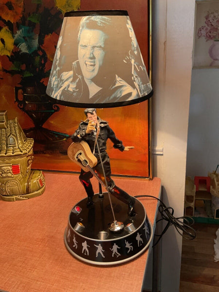 Vintage Elvis Presley Animated Musical Lamp Lights Up And Sings Hound Dog Works!