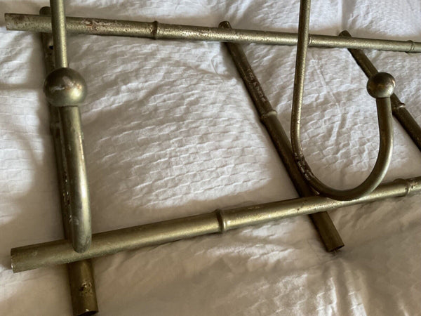 Vintage faux bamboo  Brass gold tone wall Coat & Hat Rack